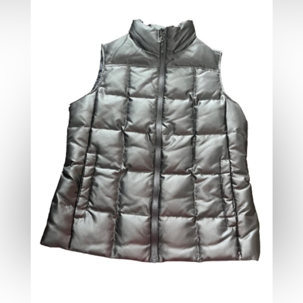 Lands’ End Medium Puffer Vest Gray Medium 10 12